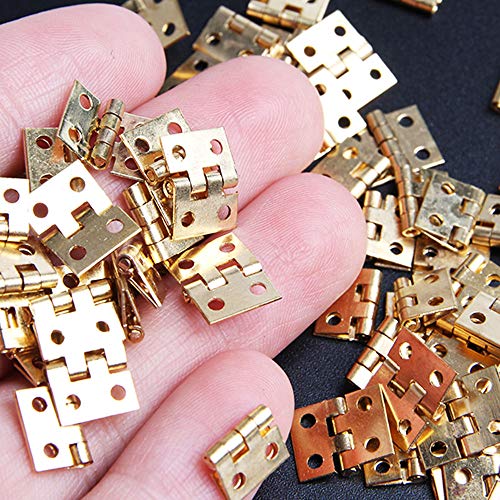 Wixine 100Pcs Mini Brass Plated Hinge - Small Decorative Jewelry Box Hinges Parts - Image 2