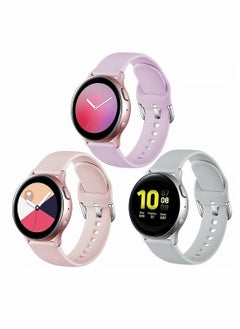 واي آند دي حزام رياضي من السيليكون لهاتف Samsung Galaxy Active 2 ، أحزمة ساعة 20 مم متوافقة مع Watch للنساء والرجال 3 عبوات (وردي رملي لافندر رمادي)  - Image 1