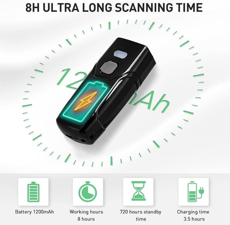 JRHC Wireless Barcode Scanner, 1D 2D Bluetooth Bar Code Scanners USB Wired & 4.2 Bluetooth & 2.4G Wireless 3 in 1 Portable Barcode Reader Automatic Fast Precise Scan Work with iOS, Windows, Android - Image 3
