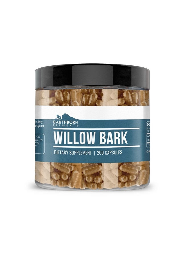 Earthborn Elements Willow Bark Extract (200 Capsules) Pure & Undiluted, No Additives - Image 1