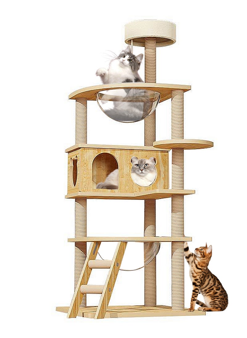 Kidle - Cat Tree Cat Climbing Frame Cat Nest Cat House Solid Wood Large Cat Jumping Platform Column Cat Villa - Image 1