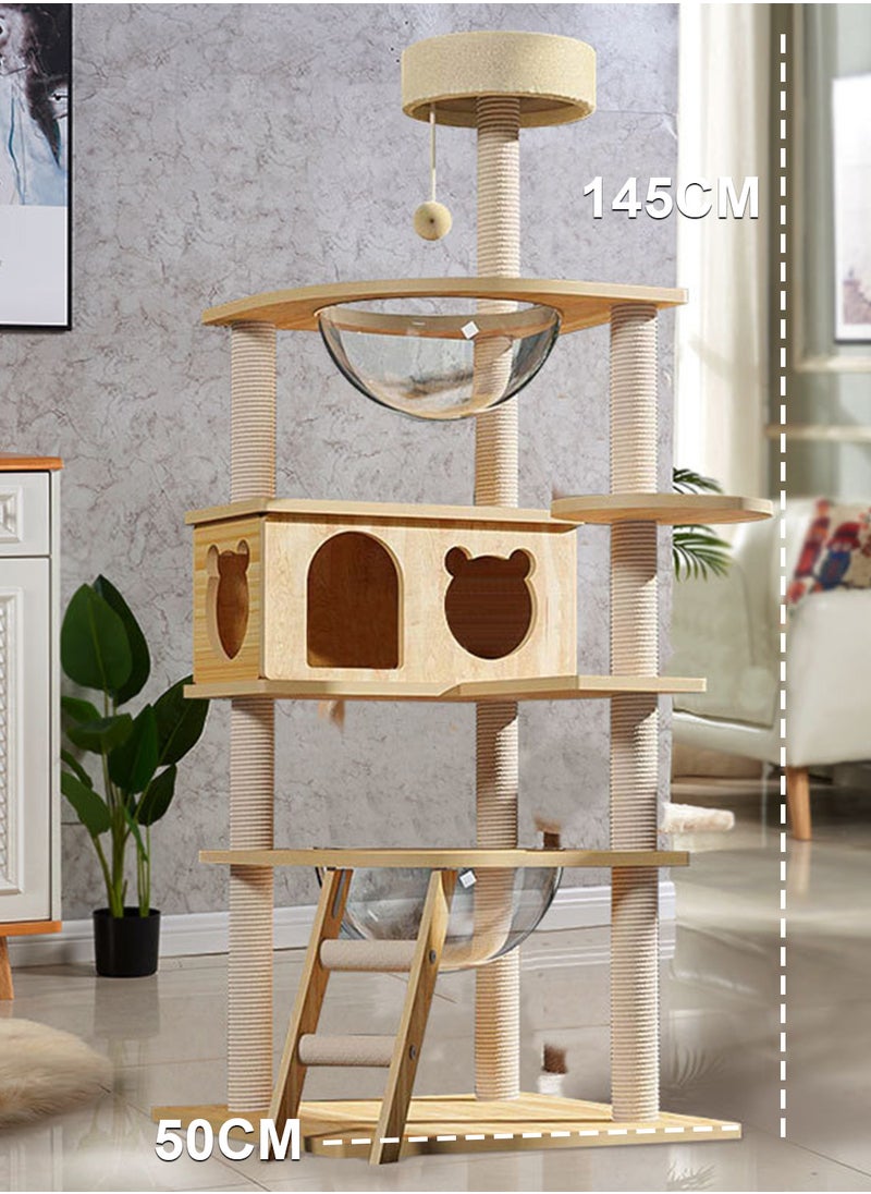 Kidle - Cat Tree Cat Climbing Frame Cat Nest Cat House Solid Wood Large Cat Jumping Platform Column Cat Villa - Image 1