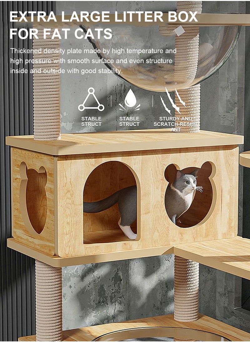 Kidle - Cat Tree Cat Climbing Frame Cat Nest Cat House Solid Wood Large Cat Jumping Platform Column Cat Villa - Image 1