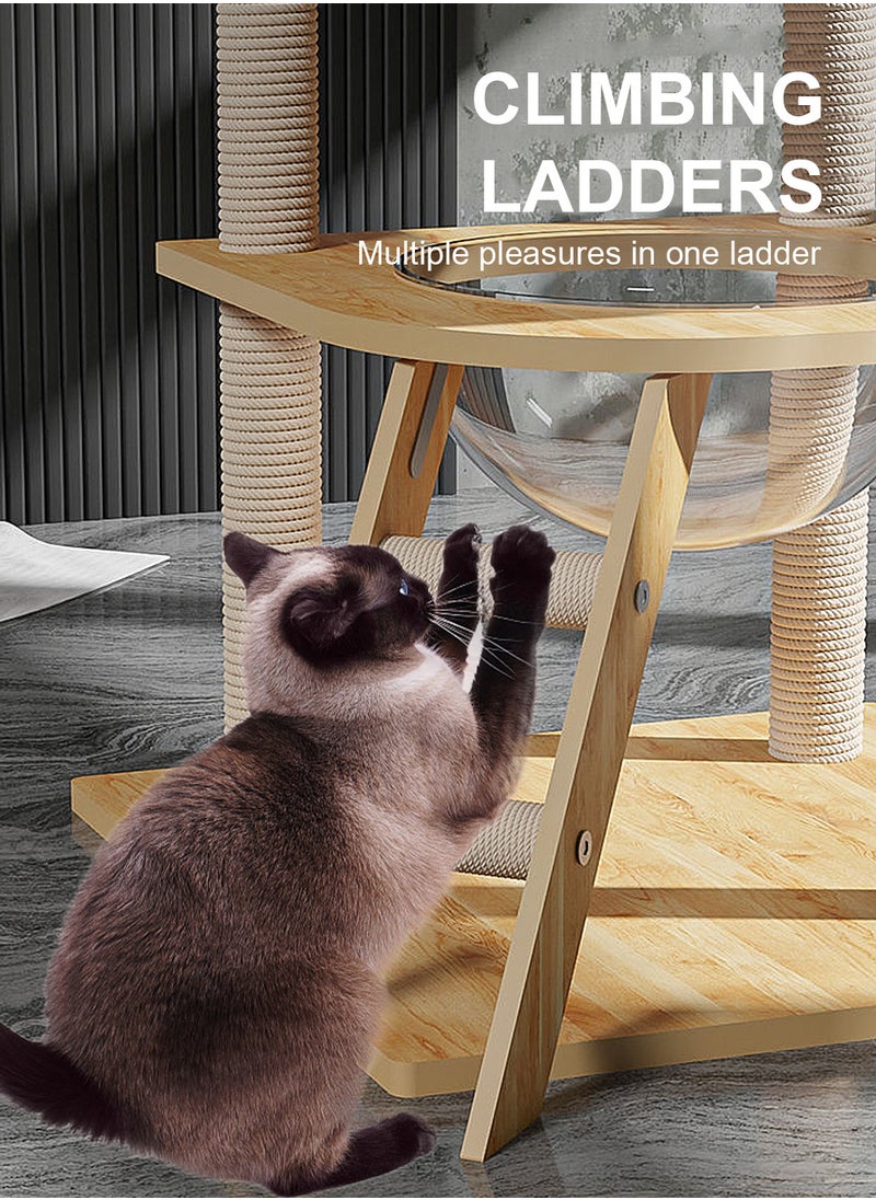 Kidle - Cat Tree Cat Climbing Frame Cat Nest Cat House Solid Wood Large Cat Jumping Platform Column Cat Villa - Image 1