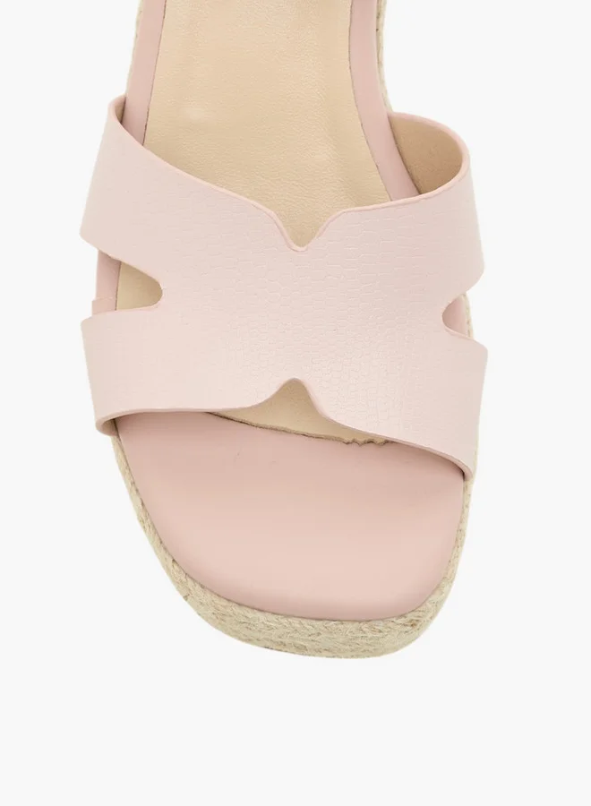 Paprika Women's Textured Wedge Heeled Sandals with Buckle Closure