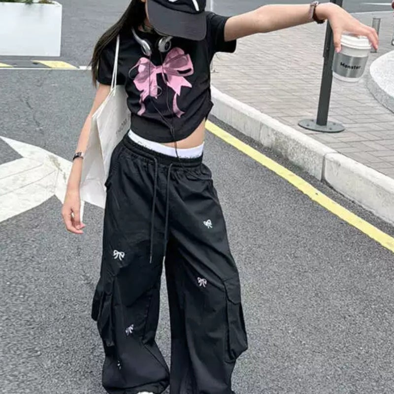 Pink Children'S Tooling Pants Thin 2024 Spring New Korean Style Loose Casual Western Style Tooling Pants - Image 5