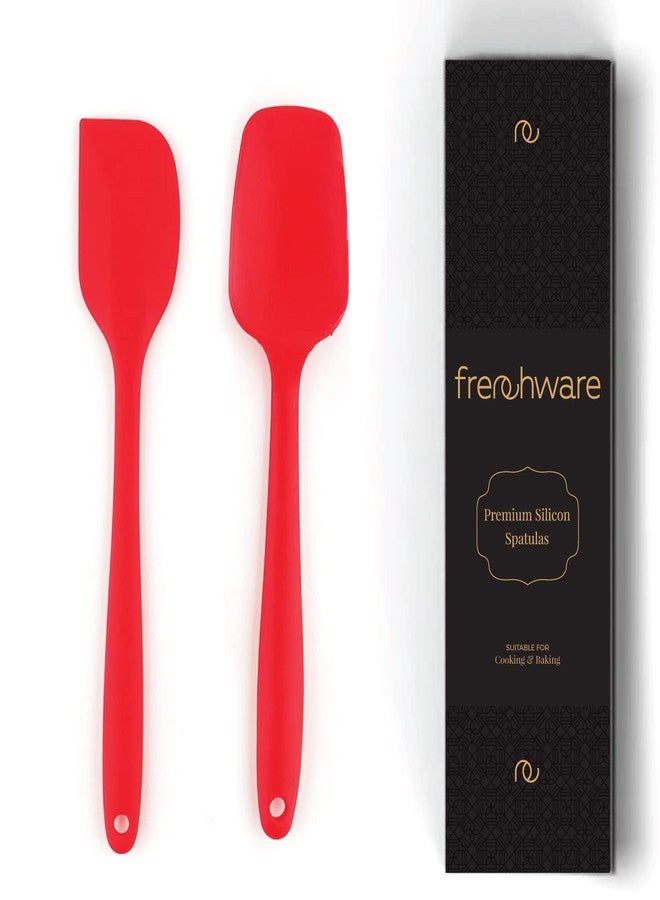Frenchware Non-Stick Premium Silicone Spatula (Large Spatula & Large Spoon, Red) for Cooking, Baking & Mixing, Seamless Design - Image 1