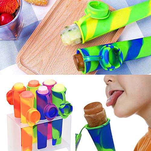 Helpcook Popsicle Molds,6 Pieces Silicone Ice Pop Molds,Drip Free Popsicle Maker for Kids,BPA Free Freezer Tubes with Lids,For Snacks,Popsicle,Yogurt Sticks,Juice,Ice Candy Pops - Image 4