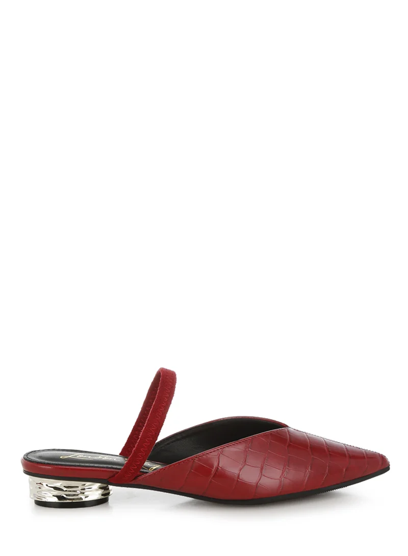 London Rag Fantasy Heel Croco Mules in Red