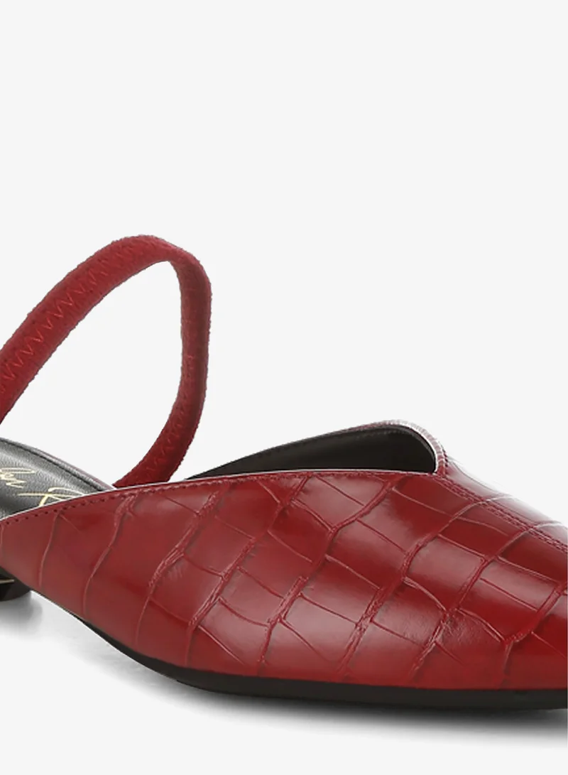 London Rag Fantasy Heel Croco Mules in Red