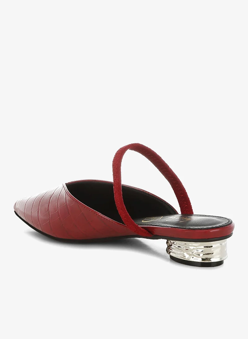 London Rag Fantasy Heel Croco Mules in Red