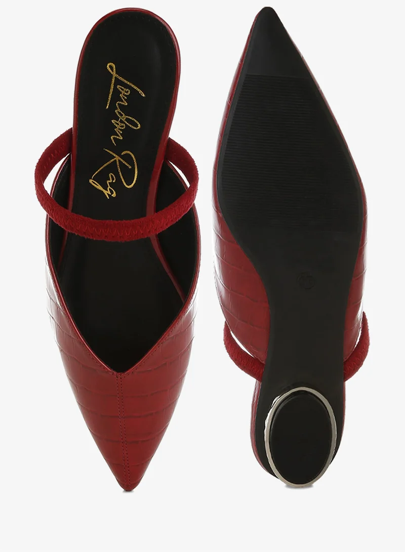 London Rag Fantasy Heel Croco Mules in Red
