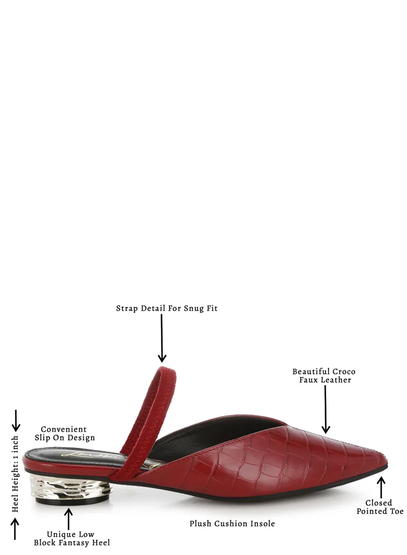 London Rag Red Fantasy Heel Croco Mules in Red for Women | Best Price UAE