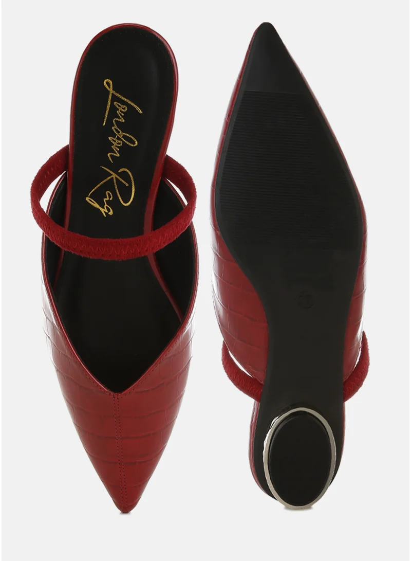 London Rag Red Fantasy Heel Croco Mules in Red for Women | Best Price UAE