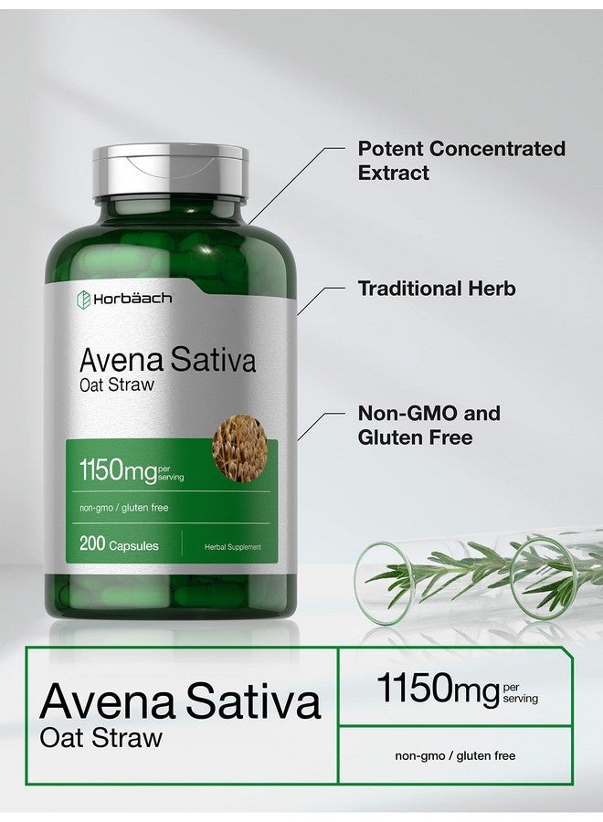 Horbäach Avena Sativa Extract 1150 Mg ; 200 Capsules ; Oat Straw Extract ; Nongmo Gluten Free ; By Horbaach - Image 4
