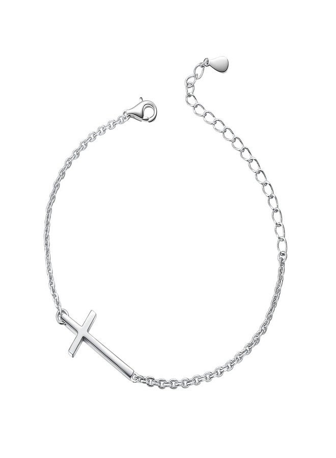 Alphm S925 Sterling Silver Small Cross Bracelet - Image 1
