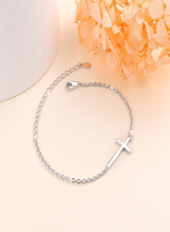 Alphm S925 Sterling Silver Small Cross Bracelet - Image 3