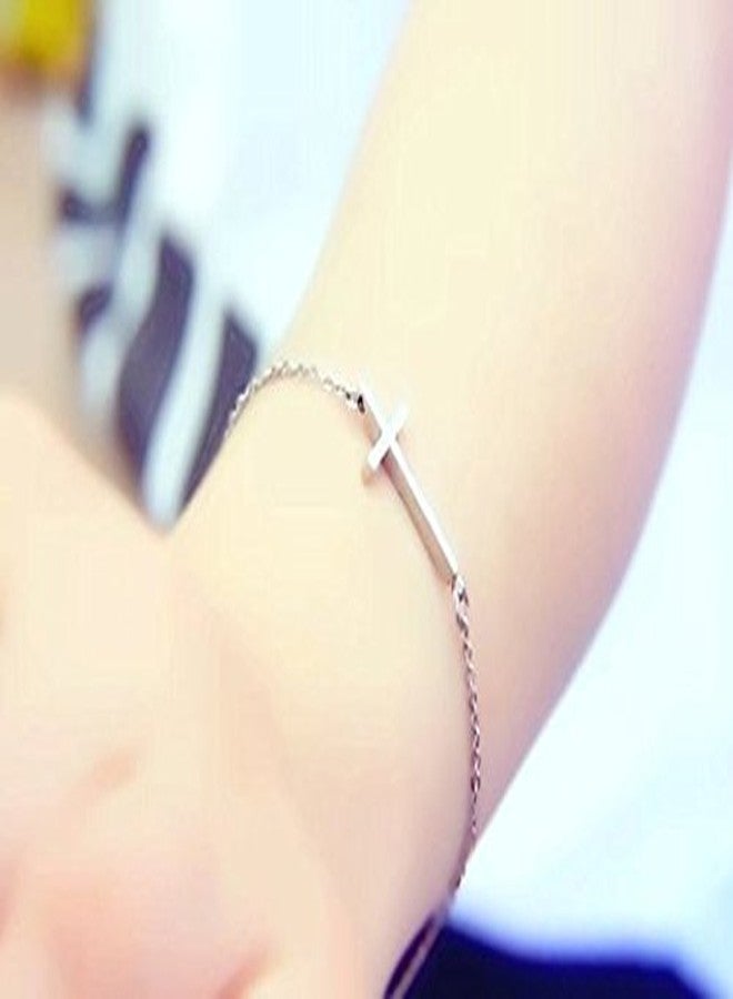 Alphm S925 Sterling Silver Small Cross Bracelet - Image 2