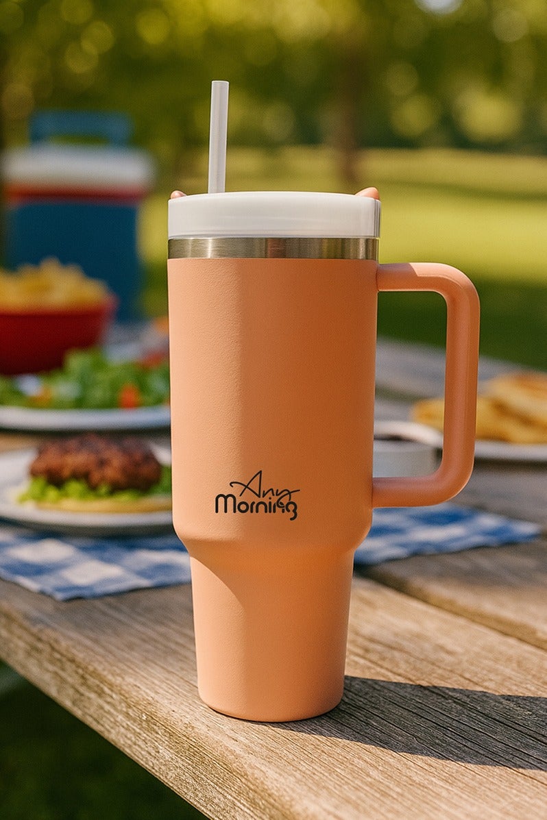 آني مورننغ كوب بغطاء محكم مانع للتسرب، بسعة 1200 مل مع عزل مفرغ، كوب قهوة كبير من الفولاذ المقاوم للصدأ مزدوج الطبقة، يحافظ على المشروبات ساخنة لمدة 9 ساعات وباردة لمدة 12 ساعة، يناسب حامل الأكواب في السيارة، تصميم أنيق يشبه الترمس. - Image 5