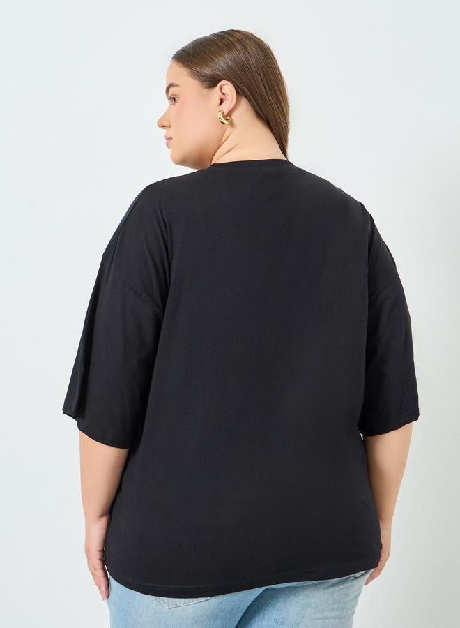 Styli Plus Size Black Oversized T-Shirt - Image 4