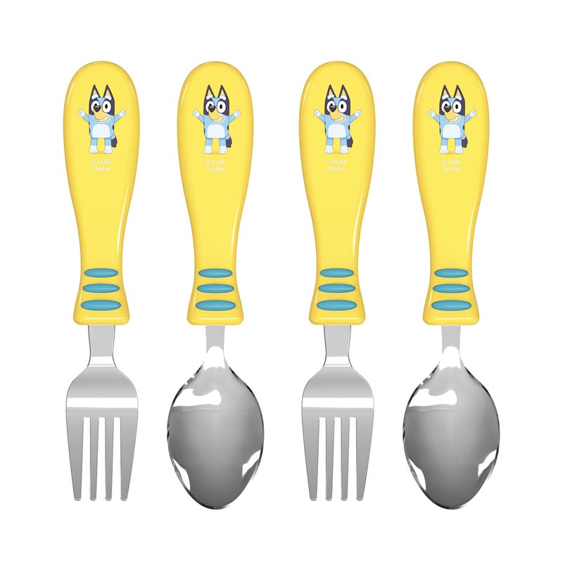 Zak Designs Bluey Kid Flatware Set with Fun Character Art on Both Utensils, Non Slip Fork and Spoon Set is Perfect for Encouraging Picky Eaters to Finish Their Plates (2 pk, BPA-Free) - Image 1