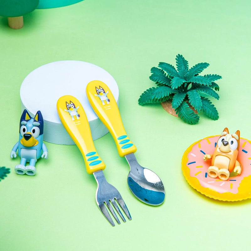 Zak Designs Bluey Kid Flatware Set with Fun Character Art on Both Utensils, Non Slip Fork and Spoon Set is Perfect for Encouraging Picky Eaters to Finish Their Plates (2 pk, BPA-Free) - Image 2