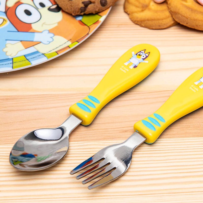 Zak Designs Bluey Kid Flatware Set with Fun Character Art on Both Utensils, Non Slip Fork and Spoon Set is Perfect for Encouraging Picky Eaters to Finish Their Plates (2 pk, BPA-Free) - Image 3