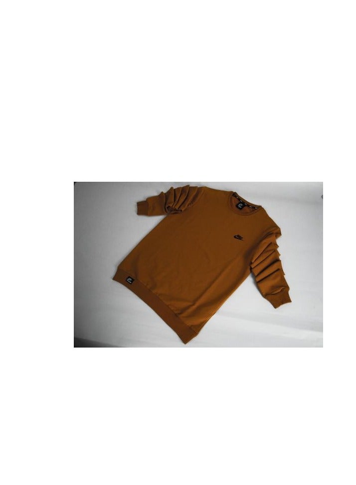 Men's Crewneck Sweatshirt in Mustard Yellow - Minimalist Design-XL 