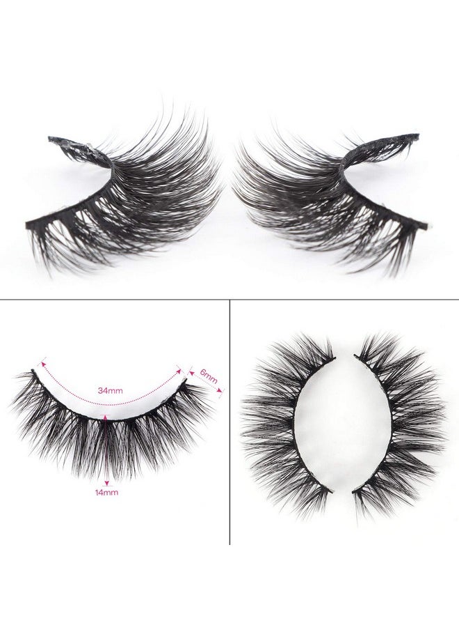 Calailis - CALAILIS False Eyelash, Eye Makeup Lash 3D Faux Mink Fake Eyelash Long Natural Eyelashes 3 Pairs with 5g False Eyelash Glue (CS16) - Image 1