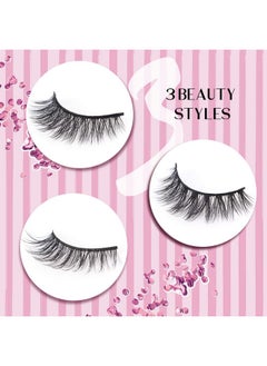 Calailis CALAILIS False Eyelash, Eye Makeup Lash 3D Faux Mink Fake Eyelash Long Natural Eyelashes 3 Pairs with 5g False Eyelash Glue (CS16)  - Image 3