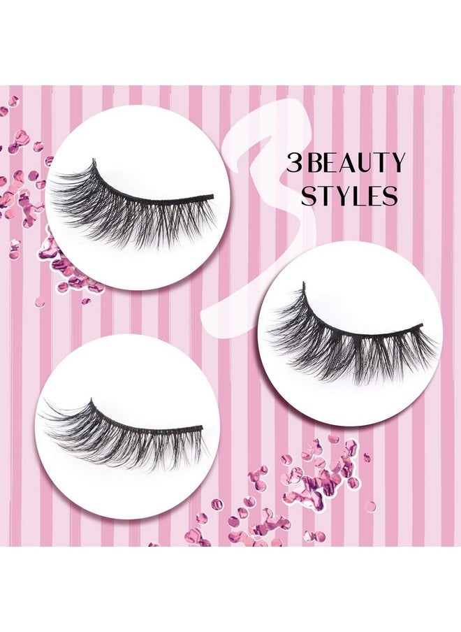 Calailis - CALAILIS False Eyelash, Eye Makeup Lash 3D Faux Mink Fake Eyelash Long Natural Eyelashes 3 Pairs with 5g False Eyelash Glue (CS16) - Image 1
