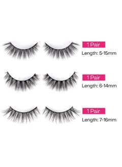 Calailis CALAILIS False Eyelash, Eye Makeup Lash 3D Faux Mink Fake Eyelash Long Natural Eyelashes 3 Pairs with 5g False Eyelash Glue (CS16)  - Image 2