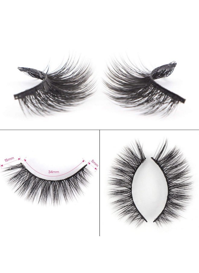 Calailis - CALAILIS False Eyelash, Eye Makeup Lash 3D Faux Mink Fake Eyelash Long Natural Eyelashes 3 Pairs with 5g False Eyelash Glue (CS16) - Image 1