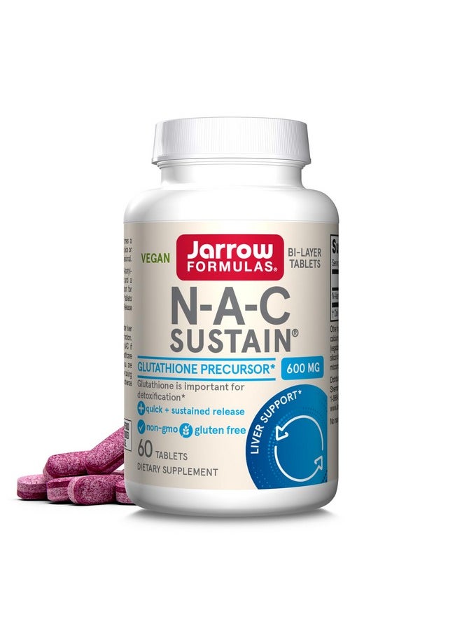 جارو فورملاز Jarrow Formulas NAC Sustain 600 mg، مكمل غذائي، دعم الأحماض الأمينية لصحة الكبد ومضادات الأكسدة، 60 قرصًا، إمداد لمدة 60 يومًا  - Image 1