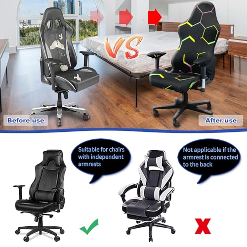 QYZDLM Gaming Chair Covers Slipcovers, 3D Printing Stretchable Elastic Computer Reclining Gaming Chair Seat Cover with Armrest Cover (No Chairs)(M) - Image 4