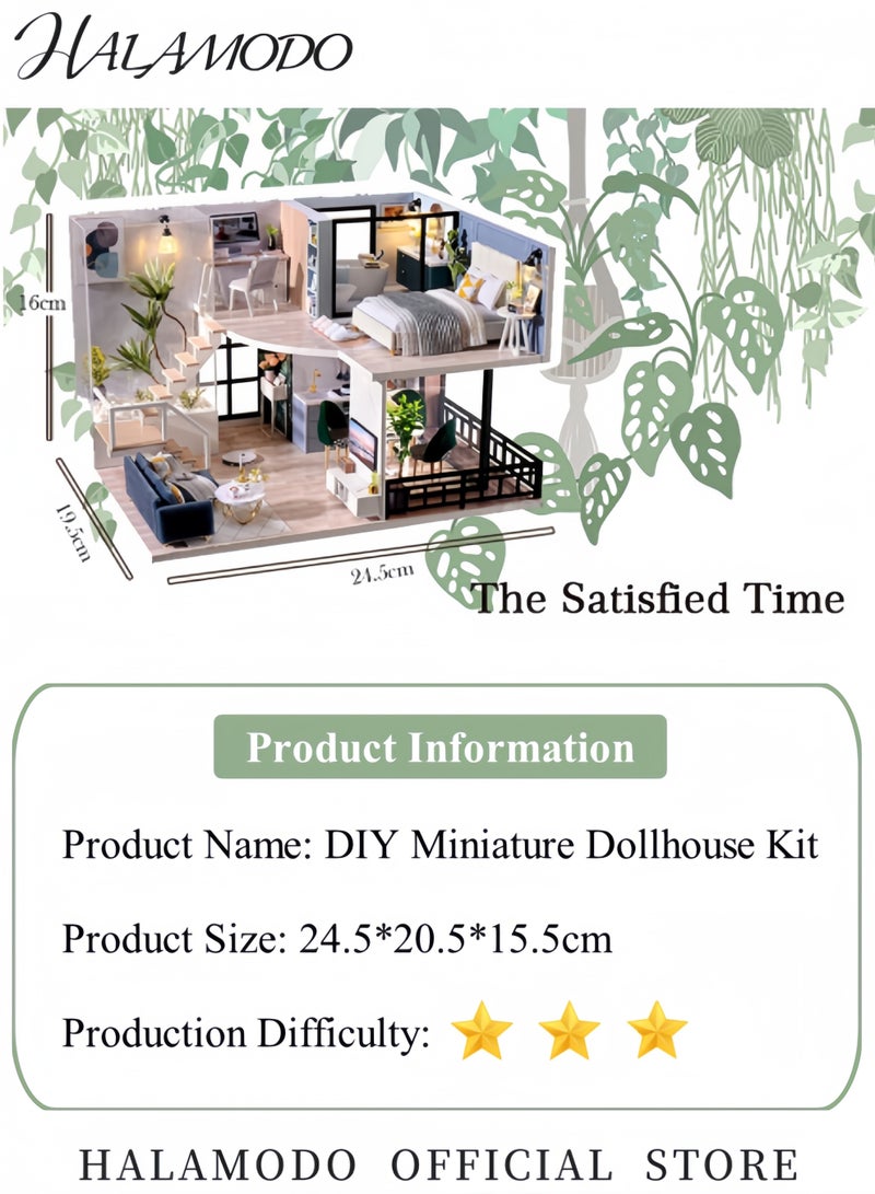 HALAMODO DIY Miniature Dollhouse Kit, Tiny House kit with Furniture, Miniature House Kit 1:24 Scale, Great Handmade Crafts Gift for Birthday Easter, Simple Life House  - Image 5