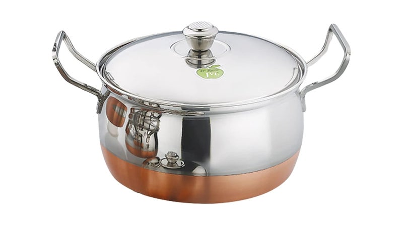 JVL Stainless Steel Copper Bottom PotHandi with Lid Handle Set 850 1300 2200 ml 3Piece Copper Bottom Handi Set for Cooking Handi Set for Kitchen Handi for Serving JVLBPCU1 - Image 3