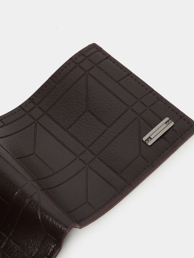 Styli Styli Brown Self Design Quilted Wallet