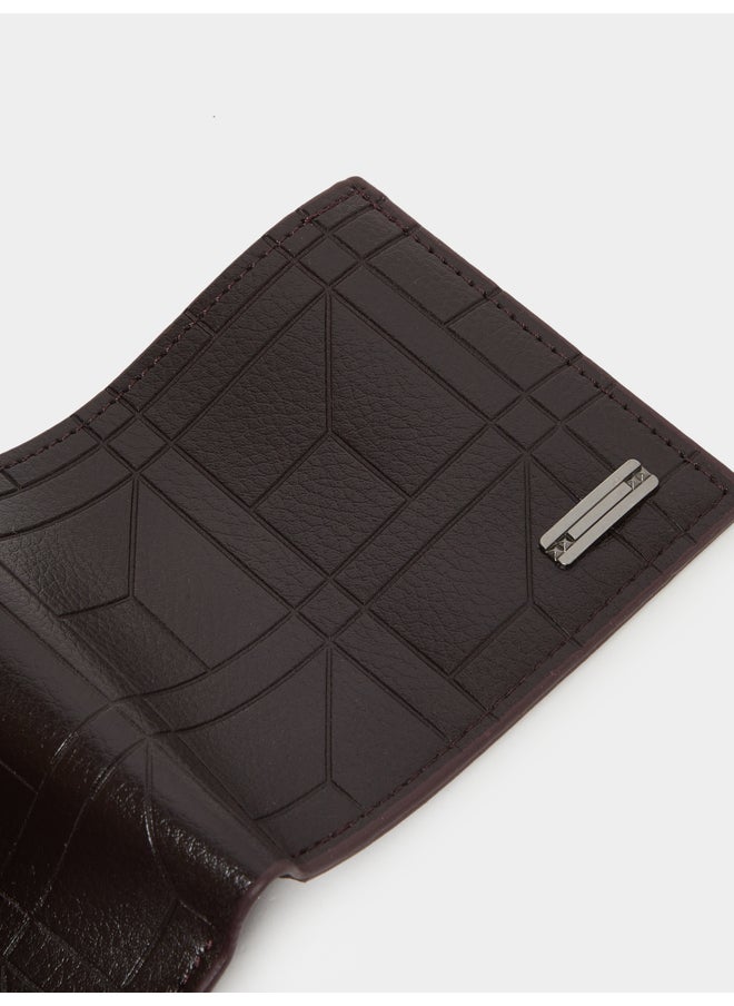 Styli Brown Self Design Quilted Wallet