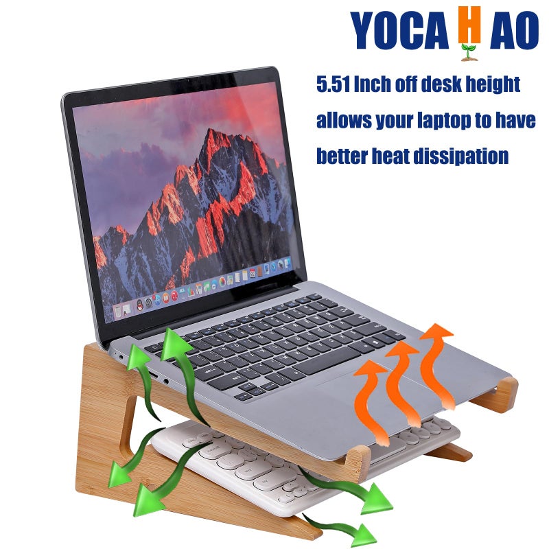 YOCAHAOY Wooden Laptop Stand Vertical Laptop for 13-18.6in Bamboo Stand for Desk,Laptop Stand Compatible with MacBook Air Pro/Dell XPS/Surface pro/HP/Pixelbook/Lenovo,More Laptops - Image 5
