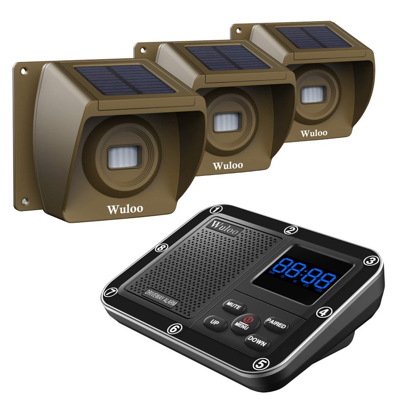Wuloo Solar Driveway Alarm Wireless Outside 1800ft Range Outdoor Motion Sensor Detector Driveway Alert System with Rechargeable BatteryWeatherproofMute Mode13Brown - Image 2