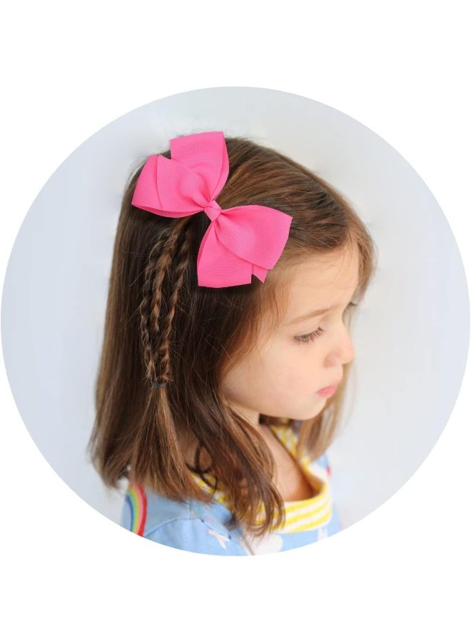 WillingTee 40 Colors Hair Bows for Fine Hair Big 4.5 Inch Grosgrain Ribbon Hair Bow Alligator Clips for Baby Girls Infants Toddlers Children - Image 5