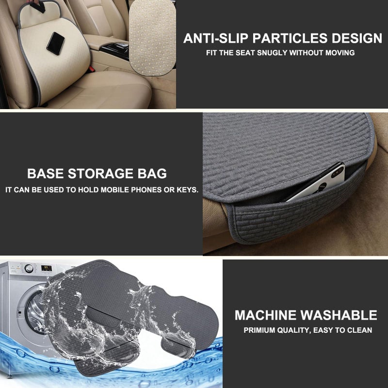 GITOBEHA 2PCS Car Seat Covers Cushion Pad Breathable Anti Slip Auto Seat Protector Pad with Storage Pocket Universal fit for Most Automotive, Truck, SUV, and Van - Image 4