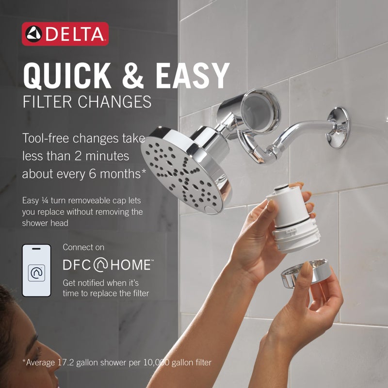Delta Faucet Clarifi Premium Shower Filter Attachment with Filter, Hard Water Shower Filter, Shower Head Filter, Chrome 5SF100 - Image 3