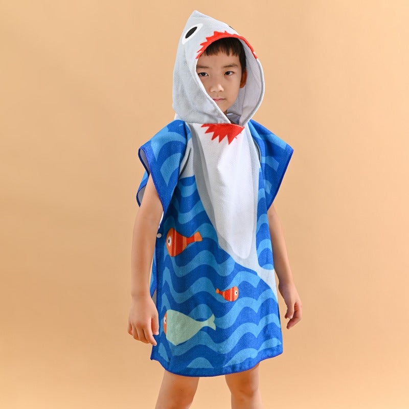 Children'S Bath Towel Cape Cute Cartoon Print Soft Thickened Water-Absorbent Quick-Drying Wearable Microfiber Beach Towel - Image 4