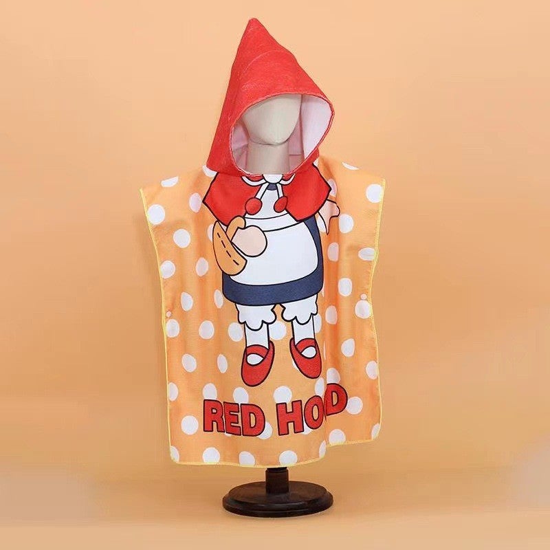 Children'S Bath Towel Cape Cute Cartoon Print Soft Thickened Water-Absorbent Quick-Drying Wearable Microfiber Beach Towel - Image 1