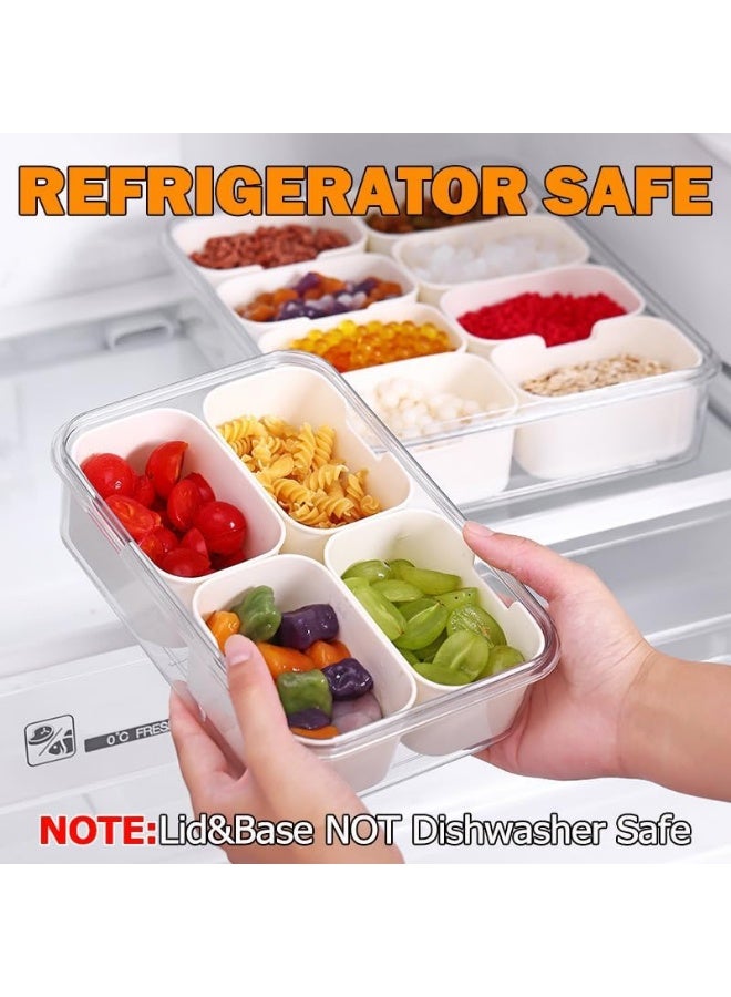 كيتشينو صندوق وجبات خفيفة مقسم من كيتشينو، صينية تقديم محمولة مكونة من 4 أقسام مع غطاء، منظم أطباق الوجبات الخفيفة الشفاف للفواكه والوجبات الخفيفة والمكسرات والحلوى، مثالي للحفلات والسفر والنزهات - Image 5