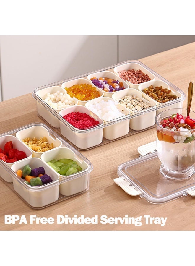 كيتشينو صندوق وجبات خفيفة مقسم من كيتشينو، صينية تقديم محمولة مكونة من 4 أقسام مع غطاء، منظم أطباق الوجبات الخفيفة الشفاف للفواكه والوجبات الخفيفة والمكسرات والحلوى، مثالي للحفلات والسفر والنزهات - Image 4