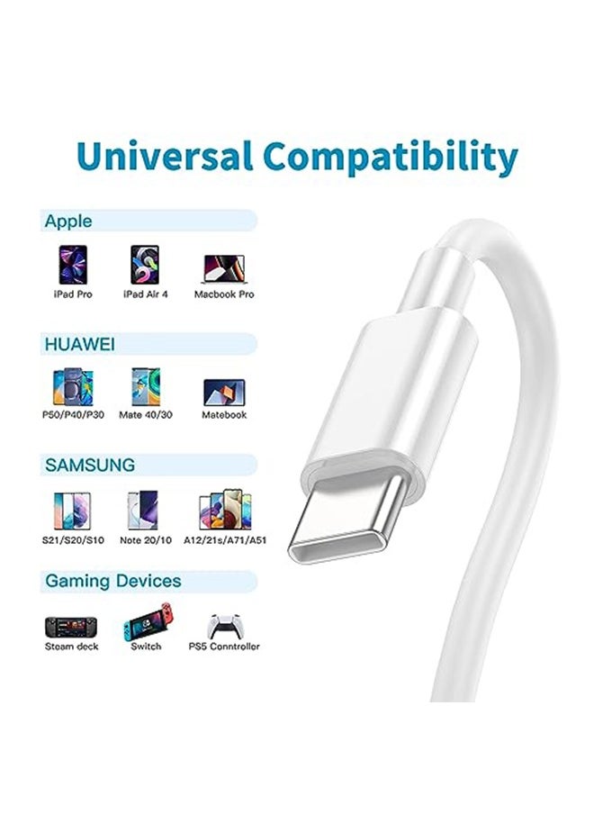 Ocean - USB C to USB C Charging Cable 2M 60W, Fast Charging Compatible With iPhone 15 White - Image 1
