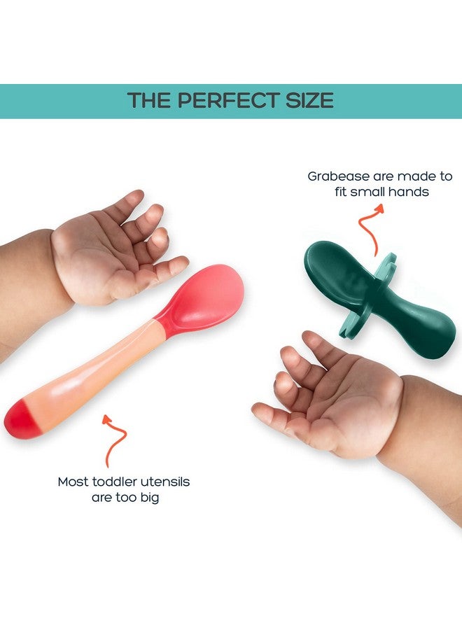 Grabease Baby Spoons & Toddler Utensils for Baby Led Weaning - BPA-Free & Phthalate-Free Feeding Supplies - 1 Set, Green - Self Feeding Spoon - Image 4